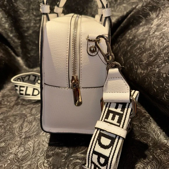 KARL LAGERFELD MAYBELLE BLACK WHITE SATCHEL TOTE CROSSBODY - Picture 5 of 11